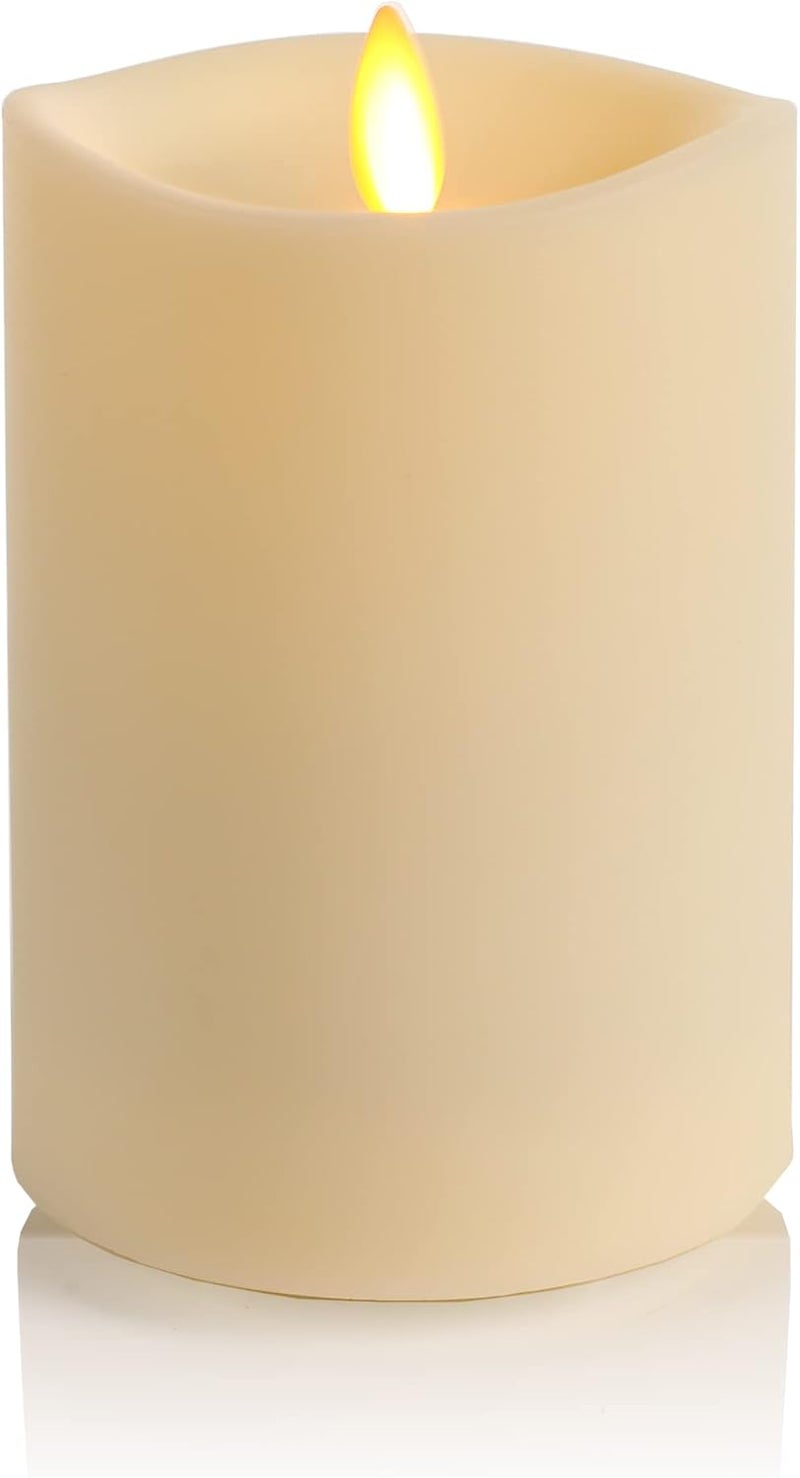 LUMINARA Realistic Artificial Moving Flame Outdoor Pillar Candle - Moving Flame LED Battery Operated Lights for Outside Christmas, Thanksgiving - Remote Ready - Remote Sold Separately - 3.25" x 5" - Image 2
